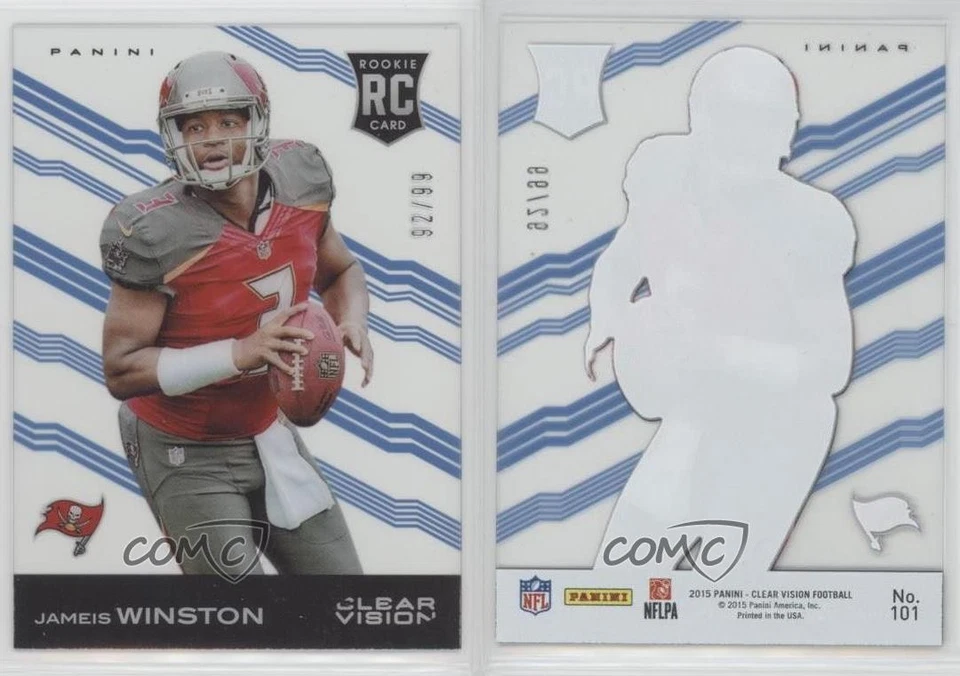 2015 Panini Clear Vision Variation Blue 92/99 Jameis Winston #101 Rookie RC - Image 3 of 3