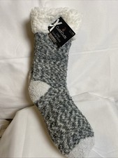 Cuddl Duds Sherpa Lined Lounge Socks  Plushfill Grey Women's One Size 4-10