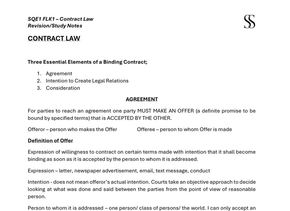 SQE1 (FLK1 & FLK2) Revision Notes Guide - Passed January 2025 - Image 3 of 4