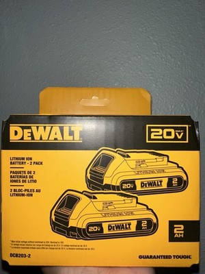 2pk NEW Genuine Dewalt 20 Volt 20v Max 2 Ah Li-Ion Batteries DCB203-2 Sealed Box
