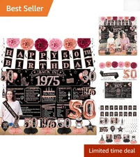 Chic Vintage 50th Birthday Decorations for Women - 21pcs Rose Gold Essentials