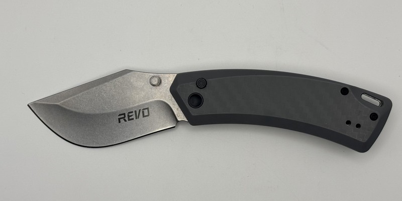 Revo Canyon Folding Knife 3" Stonewash 4Cr13MoV Steel Blade Gray FRN Handle