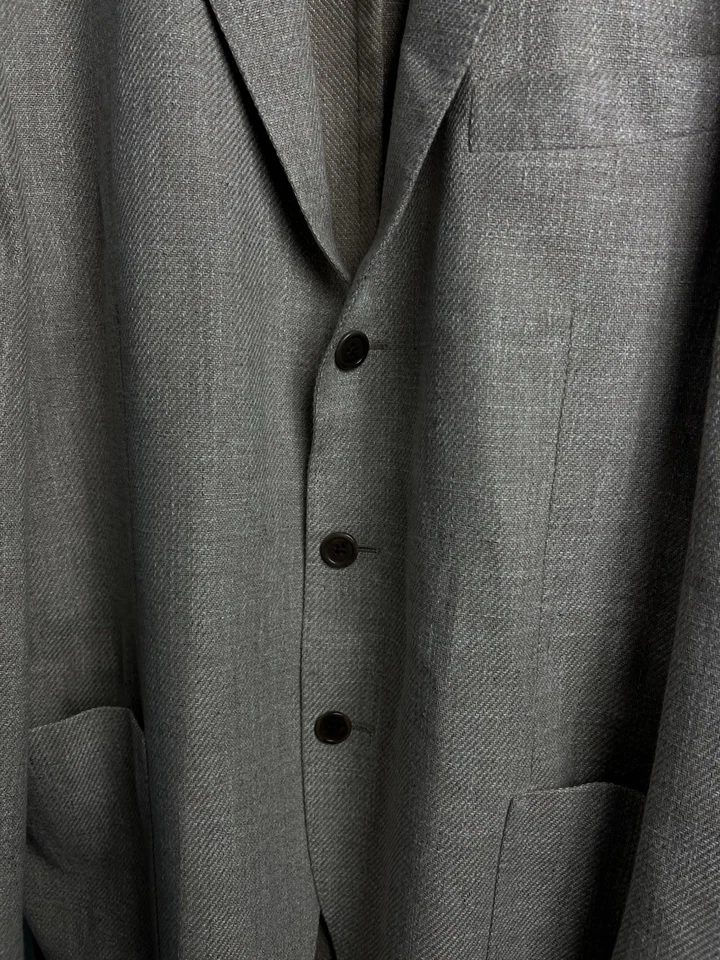 Luigi Borrelli Luxury Blazer Beige Linen Blend Jacket Made In Italy US 44 /EU 54 - Image 4 of 4