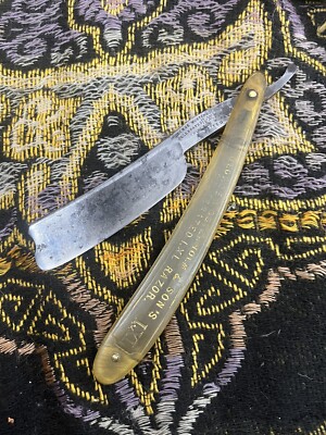 GEO WOSTENHOLM IXL STRAIGHT RAZOR ETCHED 7/8