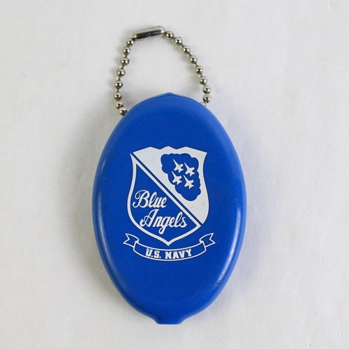 Rubber Squeeze Pocket Coin Purse Blue Angels US Navy Lunch Key Chain