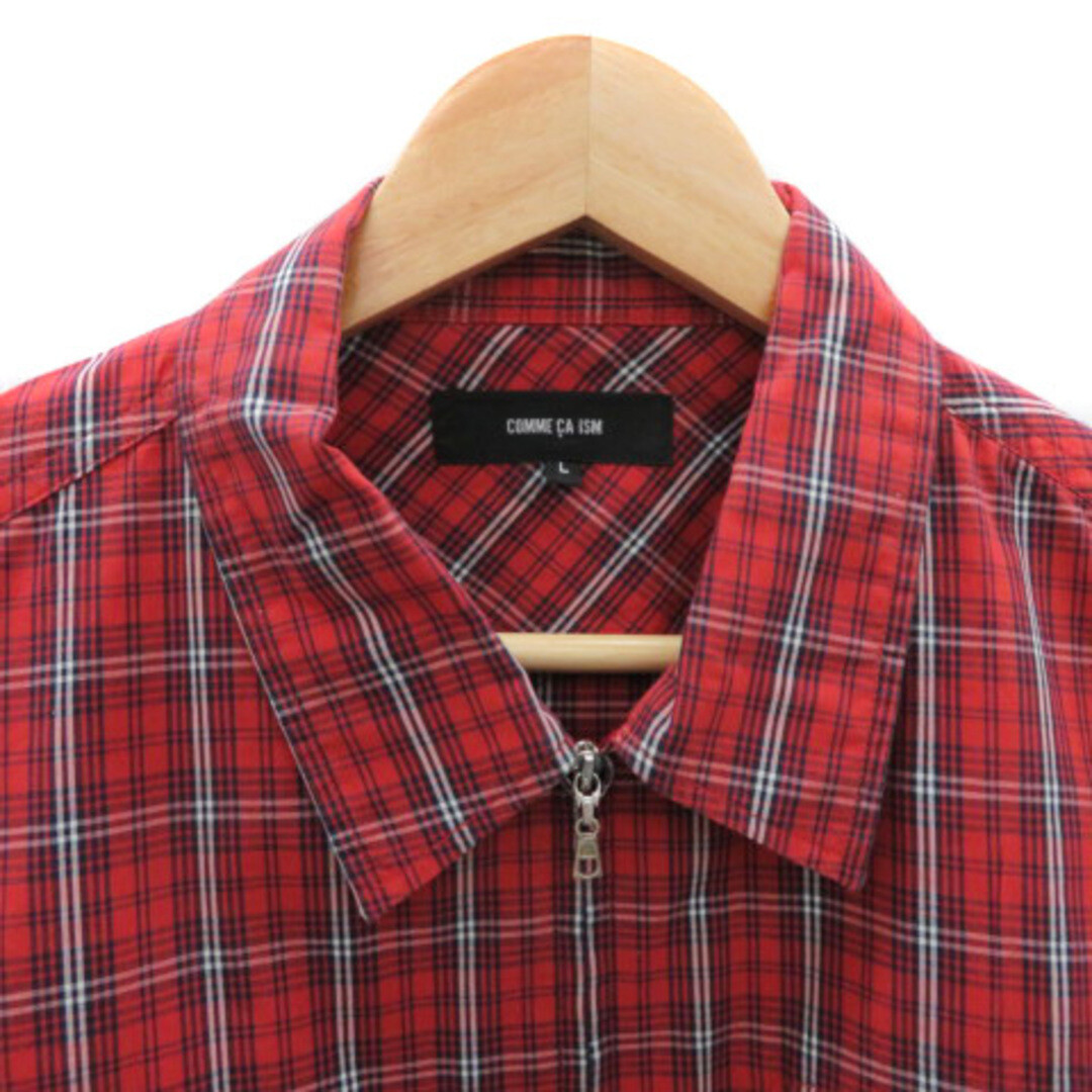 Comsime COMME CA ISM Shirt Long Sleeve Zip Up Plaid L Comsime COMME CA ISM Shirt Long Sleeve Zip Up Plaid L