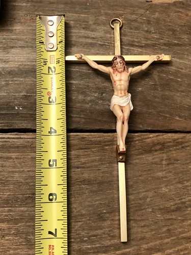 Vintage christliches Messing Kruzifix INRI hängendes Kreuz 7" Jesus - Bild 3 von 3