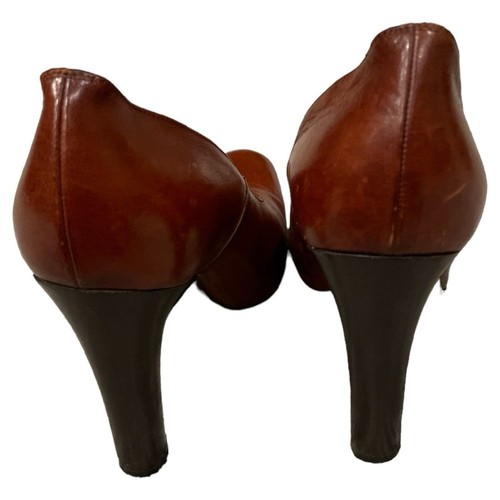 MaxMara decolte in pelle con tacco Made in Italy di design marrone taglia 40 (9,5) - Foto 4 di 11