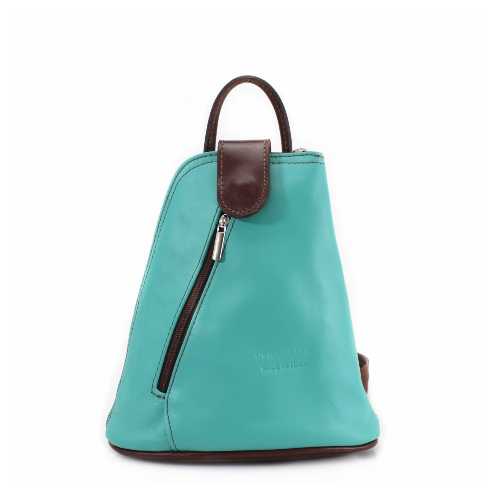 Damas Vera Pella Mochila Triangular Pequeña Mochila Gimnasio Bolso de cuero genuino