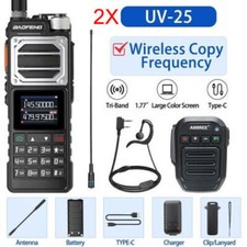 Baofeng UV25 Walkie Talkies Long Range Tri-power Two Way Radio Bluetooth Mic Set