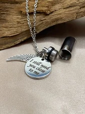 Cylinder Cremation Urn Necklace for Ashes Memorial Pendant engravable
