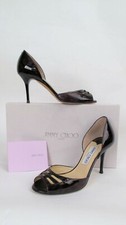 100 Auth JIMMY CHOO Leopard Print Patent Bordeaux D'Orsay Pumps Heels EU 36.5