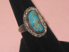 Handsome Vintage Sterling  Natural Turquoise Ring  Size 6.5