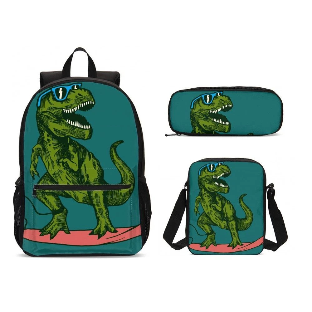 Surfing Dinosaur Backpack Set, Back to School Gift for Kid