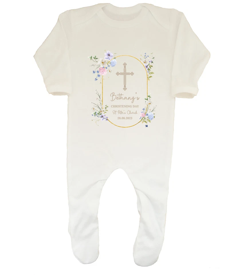 BABY ORIGINALS Personalisierter Schlafanzug Taufe Baby mitwachsend beliebiger Name Datum Ort Junge Mädchen