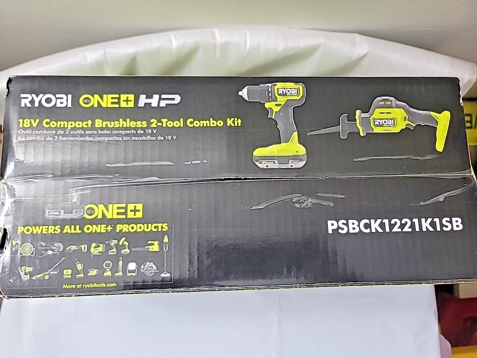 NIB ~ RYOBI ONE+ HP 18V Brushless Cordless Compact 2-Tool Combo Kit - Image 3 of 4