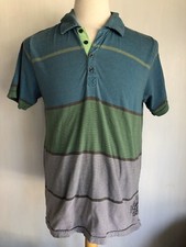 QUIKSILVER Official Multicolor Men's Striped Polo Shirt Size Medium