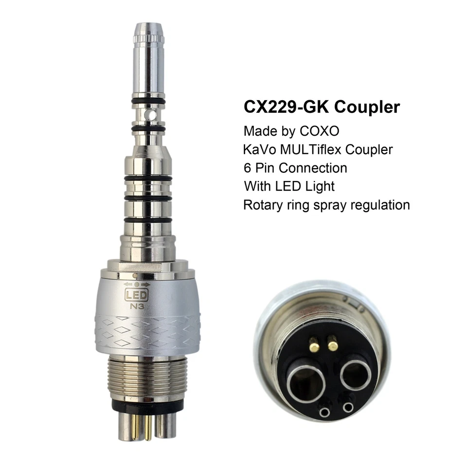 Acoplador para KaVo MULTIflex 4 6 orificios SERING pieza de mano dental acoplamiento fibra óptica Foto 3 de 4