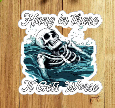 Funny Joke Sticker Hate Work Related Humor Prank Design Logo Skeleton Aesthetic 