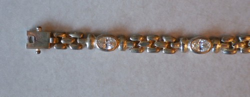 925 OTC Sterling Silver Bracelet w/ Colorless Stones 7.25” - Picture 3 of 9