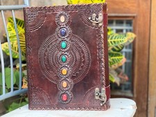 Grand carnet en cuir de 700 pages journal en cuir de sept pierres, livre vierge