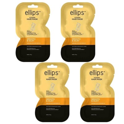 ellips, Vitamin Hair Mask, Pro Keratin, 18g, Smooth & Silky (Pack of 4)