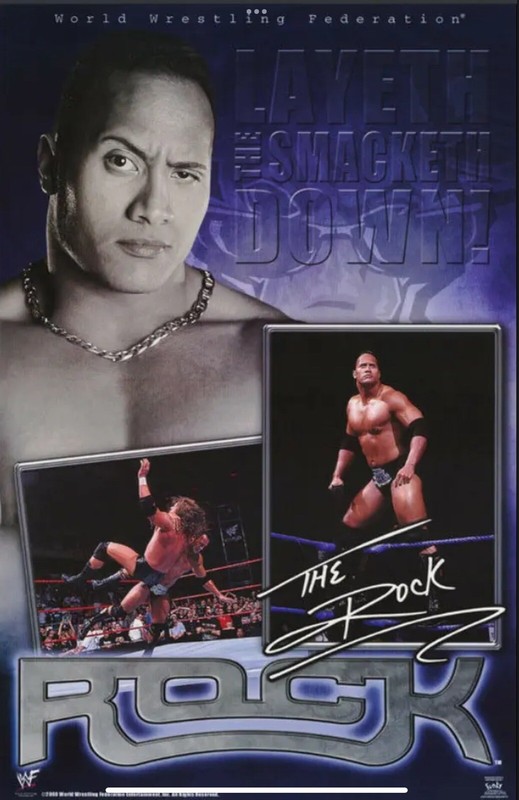 Rolled 2000 THE ROCK  POSTER WRESTLING THE SMACKETH DOWN #3470 BRAND NEW SEALED!