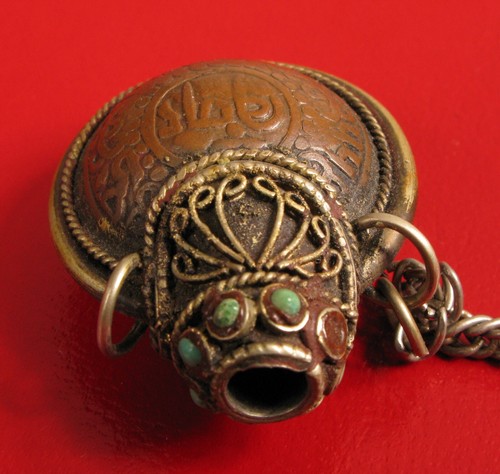 ANTIQUE CHINESE ASIAN MIDDLE EAST SNUFF PERFUME MEDICINE BOTTLE BRONZE GEMSTONE - Picture 7 of 13