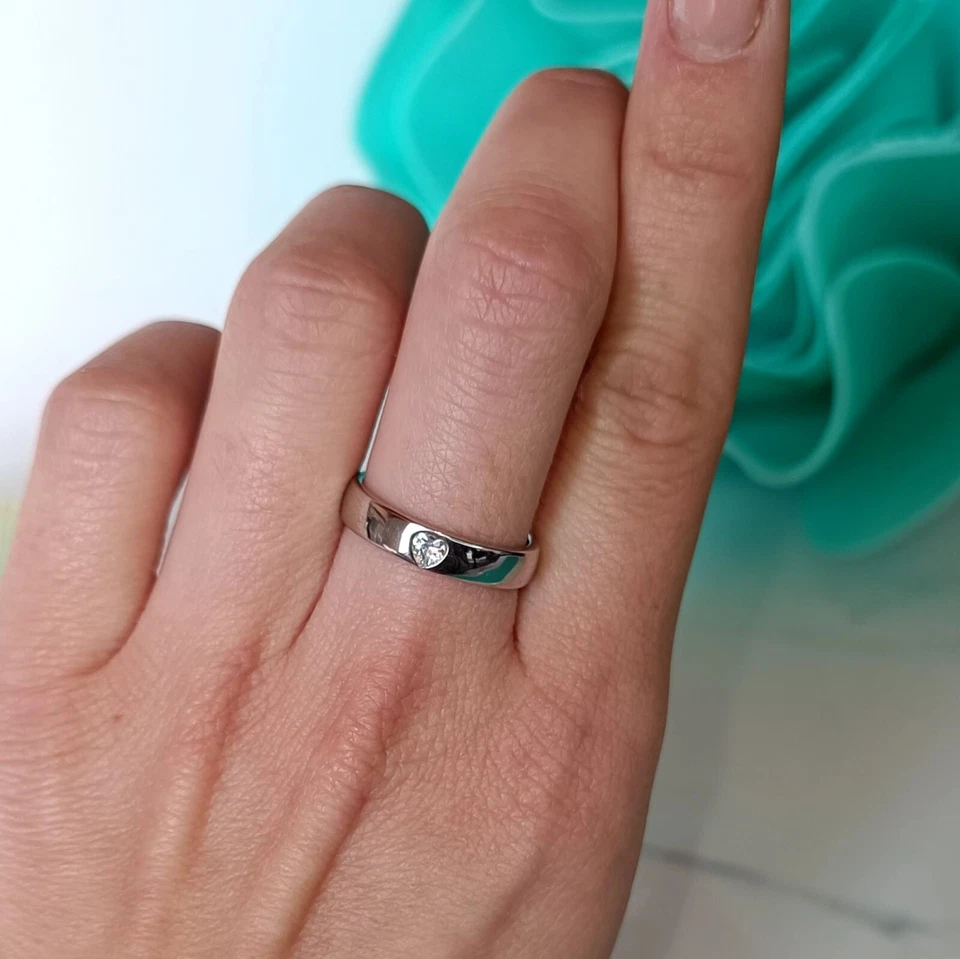 Anello fedona " sei il mio cuore " con punto luce a cuore in argento 925 e zirco - Immagine 2 di 4