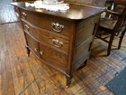 Antique Oak Washstand with towel Bar 36" refinished 1900's 2 drawers 2 doors — photo 2