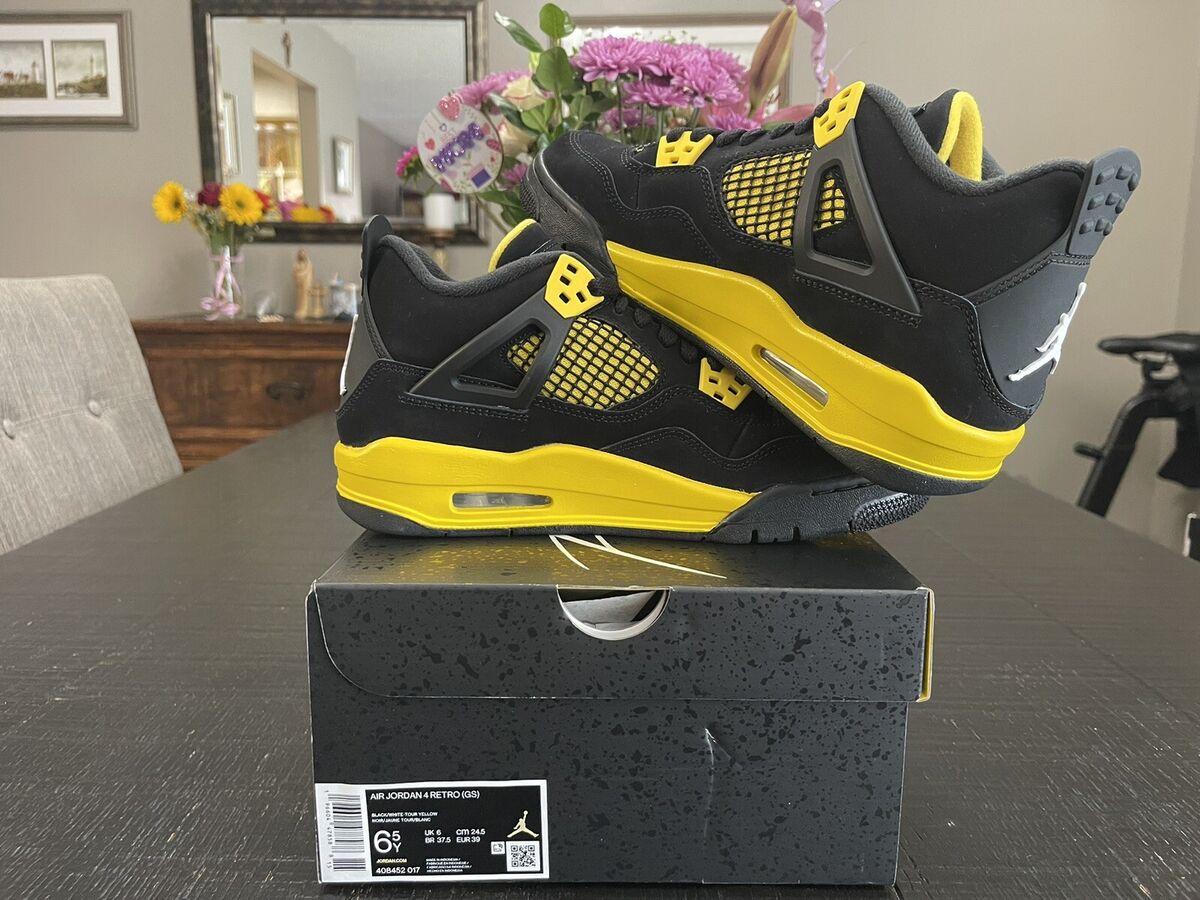 Air Jordan 4 Retro Thunder 2023 Size 6.5Y/8W 408452-017 100 Air Jordan 4 Retro Thunder 2023 Size 6.5Y/8W 408452-017 100