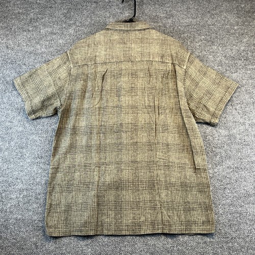 Marc Edwards Shirt Men XL Beige Gray Linen Blend Short Sleeve Button Up Camp - Picture 3 of 8