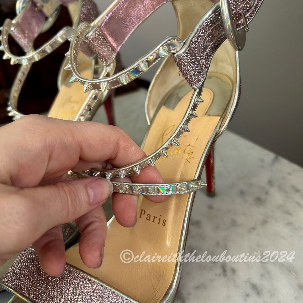 Christian Louboutin Choca Lux 100 Lupin Pink Spike Sandals