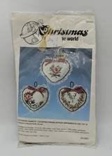 VICTORIAN HEARTS Ornaments CROSS STITCH KIT 82545 BUCILLA Christmas