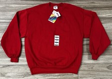 Size L - NWT Vintage Jerzees Blank Crewneck Sweatshirt Red Made In USA