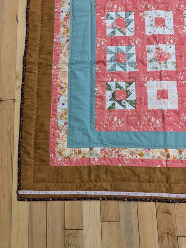 Edredón bebé hecho a mano rosa retazos 38"x38" manta gran regalo - Imagen 6 de 9