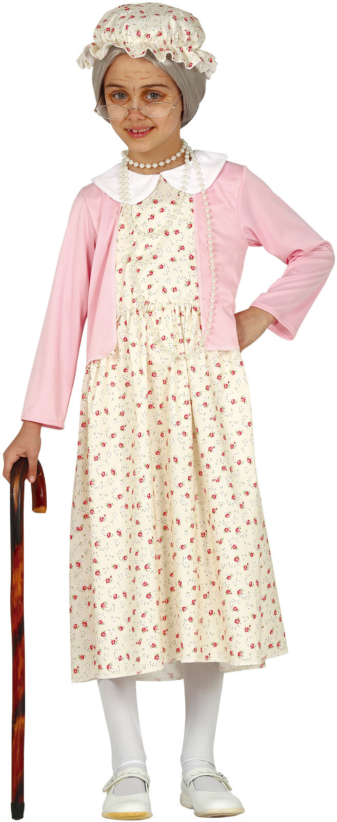 Kinder Kostüm Mädchen Oma alte Frau Grossmutter Greisin Kleid Haube