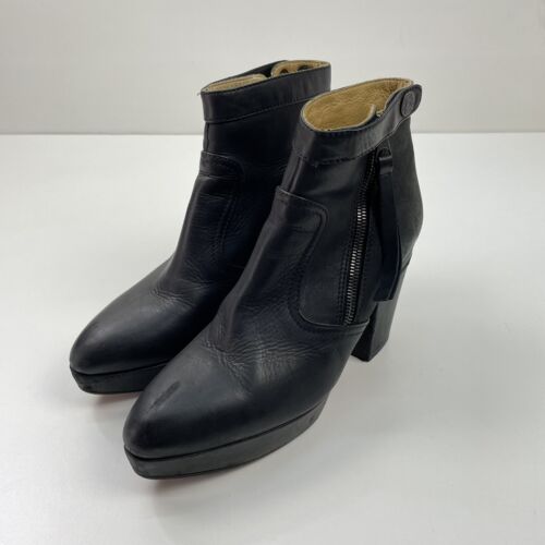 Acne Studios Black Leather Pistol Ankle Boots Women's Size 39 - Afbeelding 1 van 8