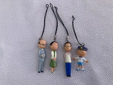 Lot of 4Sazae-san Family Figure Strap Collection  Setrap Charm Keychain Key Ring