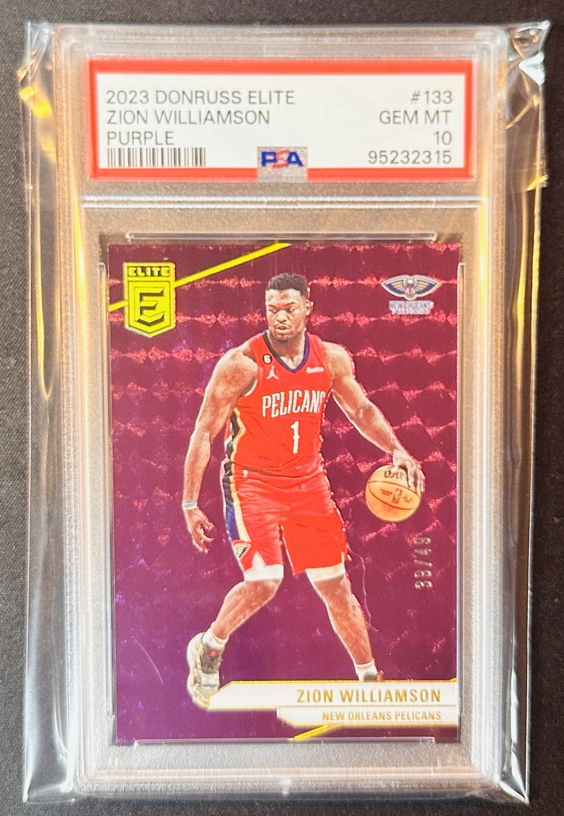 Zion Williamson 2023-24 Elite Purple Prizm 39/49 PSA 10! POP 2! Pelicans #133 view 6