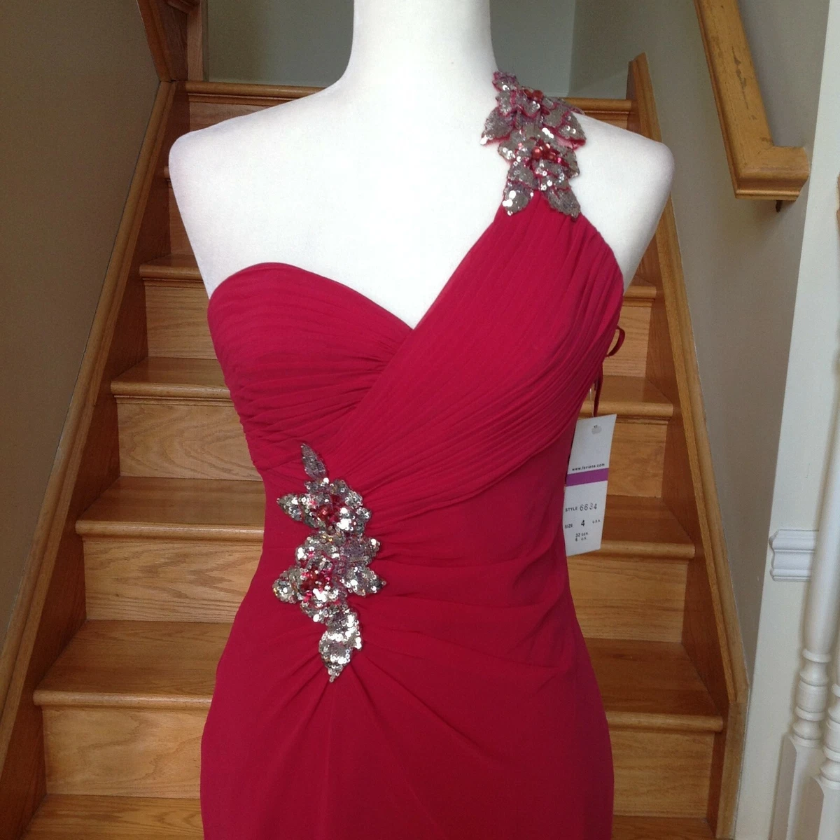 New FAVIANA 6634 Cranberry Short Prom Formal PAGEANT DRESS Size 0