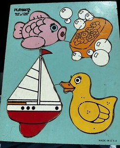 Vintage PlaySkool Wooden Puzzle “For My Bath”.  Made in USA