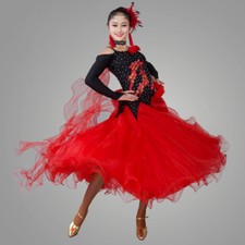 Latin Ballroom Dance Dress Modern Salsa Waltz Standard Long Dress C007 5 Colors