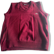 Vintage Herren Lacoste Negligee V-Ausschnitt Rot Ärmellos Baumwolle Pullover ...