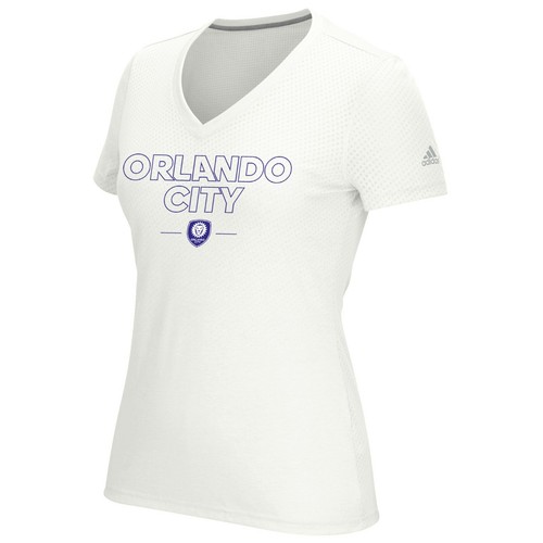 Orlando City SC MLS Adidas Women's White Climacool Aeroknit Performance T-Shirt - 第 1/1 張圖片