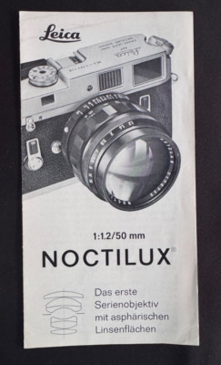 #A0747-Rare Original Leica 1:2/ 50mm Noctilux  Brochure, Broschüre - 1968