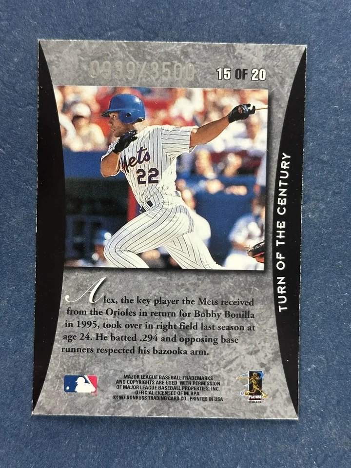 1997 Donruss Elite Turn of the Century #15 Alex Ochoa Mets /3500.. - Image 2 of 2