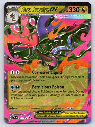 2026 POKEMON MEGA DRAGALGE EX CHAOS RISING 065/086 HOLO RR NM A83619 FREE S&H