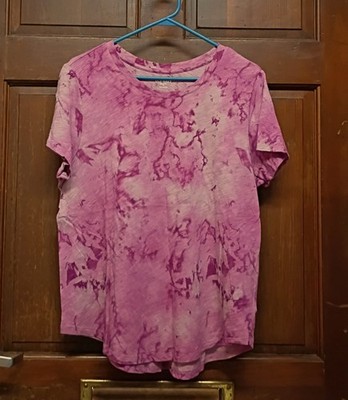 OLD NAVY Everywear Slub Cotton T-Shirt Tie Dye Dusty Pink Rose Dawn Women's Sz L