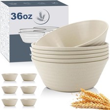 Wheat Straw Bowl Sets,6 PCS Unbreakable Cereal Bowl 36 OZ,Microwave safe